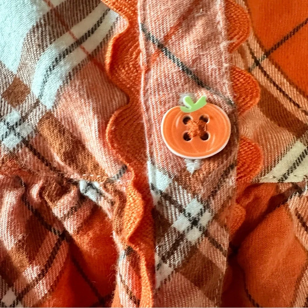 Gymboree fall pumpkin orange plaid dress girls 4T Thanksgiving